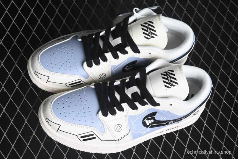 Nike Air Jordan 1 Low AJ1 OF Collaboration - Customized Retro Basketball Shoes with 3D Buttons - DM9188-001