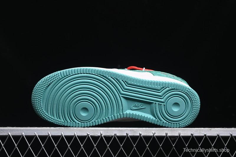 Nike Air Force 1 '07 Low Gucci Stone Island Collaboration - Grey Green Pigskin Lace-Up Casual Sneakers - DF0188-010