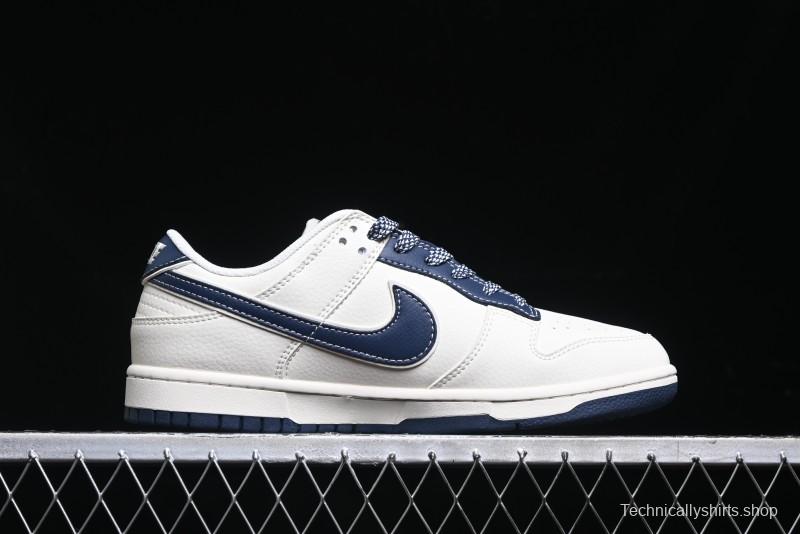 Nike SB Dunk Low Stone Island x Supreme Collaboration - Navy Blue & Off-White Anniversary High-End Custom Low-Top Casual Sneakers - BB9866-007