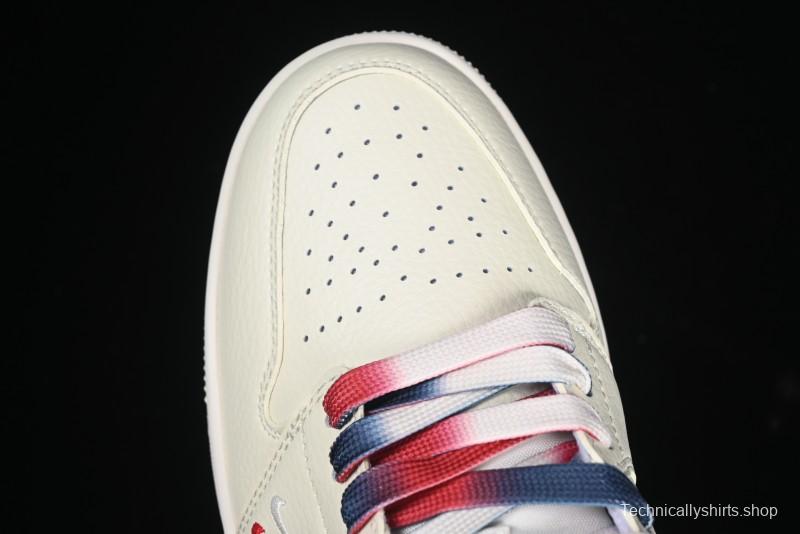 Nike Air Jordan 1 Low AJ1 Gucci Collaboration Beige Blue Swoosh Retro Basketball Shoes - FC1688-198