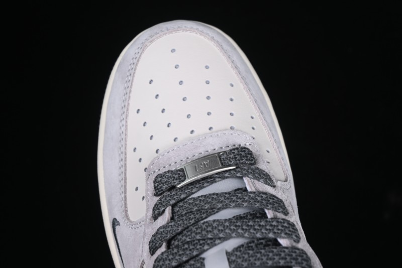 Nike Air Force 1 '07 Low Stussy Collaboration Grey Swoosh Casual Sneakers - XZ6188-911