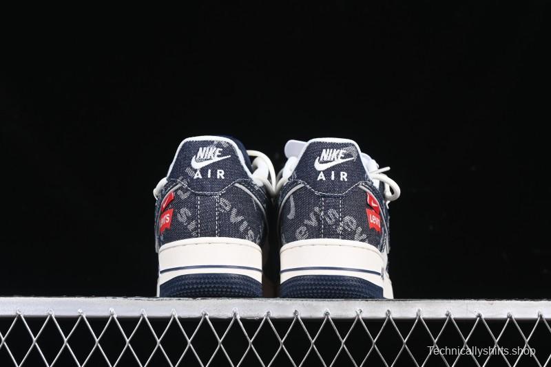 Nike Air Force 1 '07 Low Levi's Collaboration Light Blue Denim Drawstring Casual Sneakers - SJ1198-900