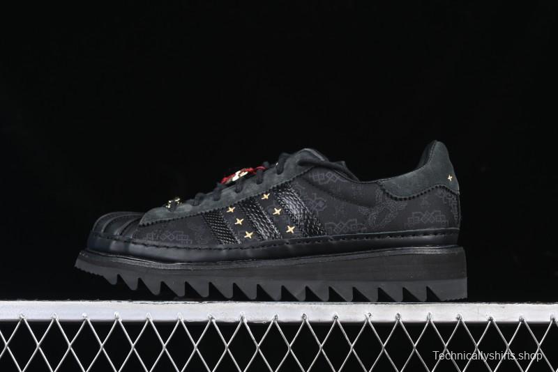 Adidas Superstar JR5114 Clot Collaboration Shell Toe Skate Shoes with Perforated Leather Upper - JR5114