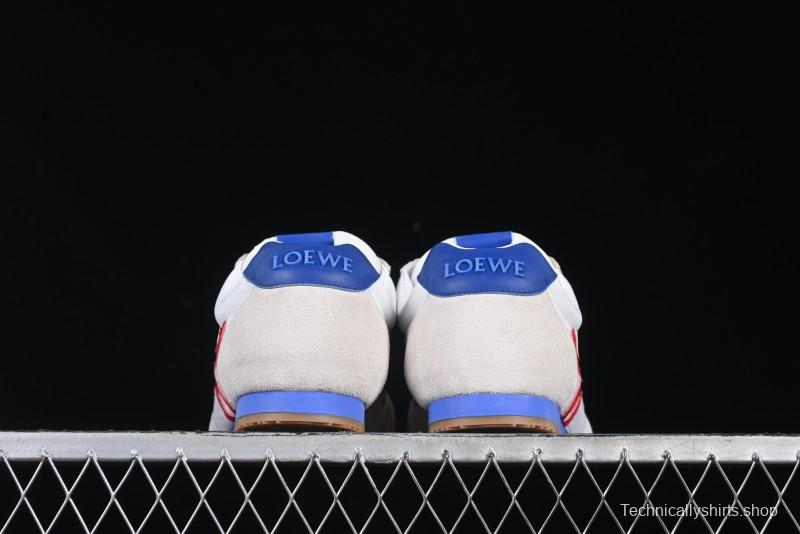 Loewe Ballet Runner 2.0 Sneakers Retro Style Low-Profile Casual Sports Shoes with Asymmetric Toe Design - White Blub