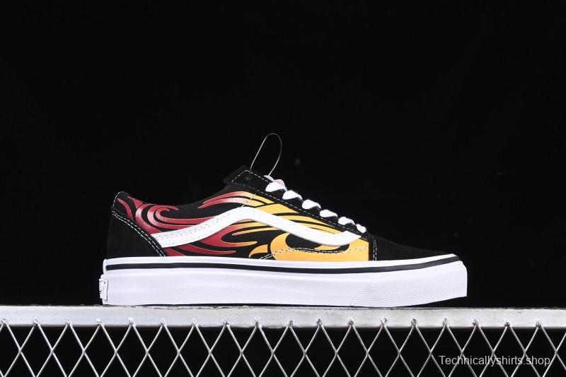 Vans Old Skool Flame Red Low-Top Casual Skate Shoes - VN000CQDBA5