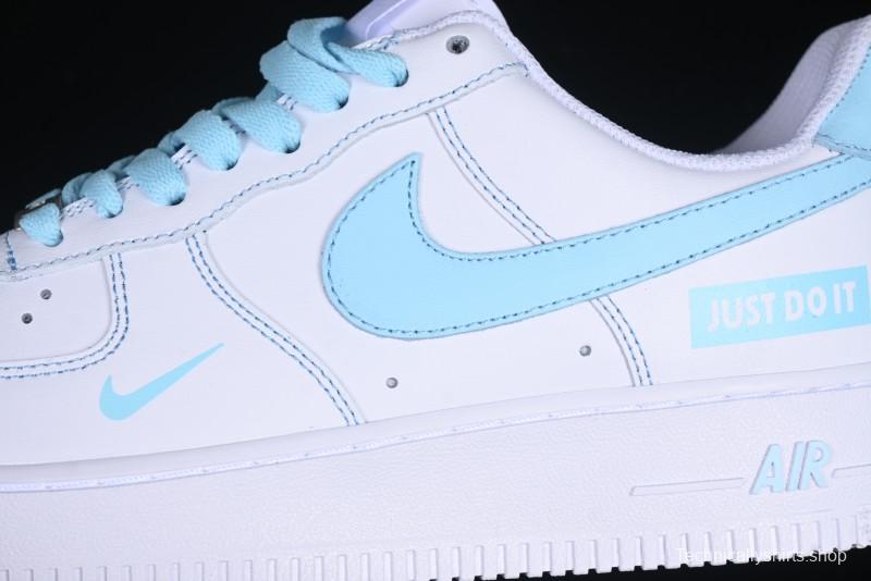 Nike Air Force 1 '07 Low Casual Sneakers with White & Blue Swoosh - CW2288-026