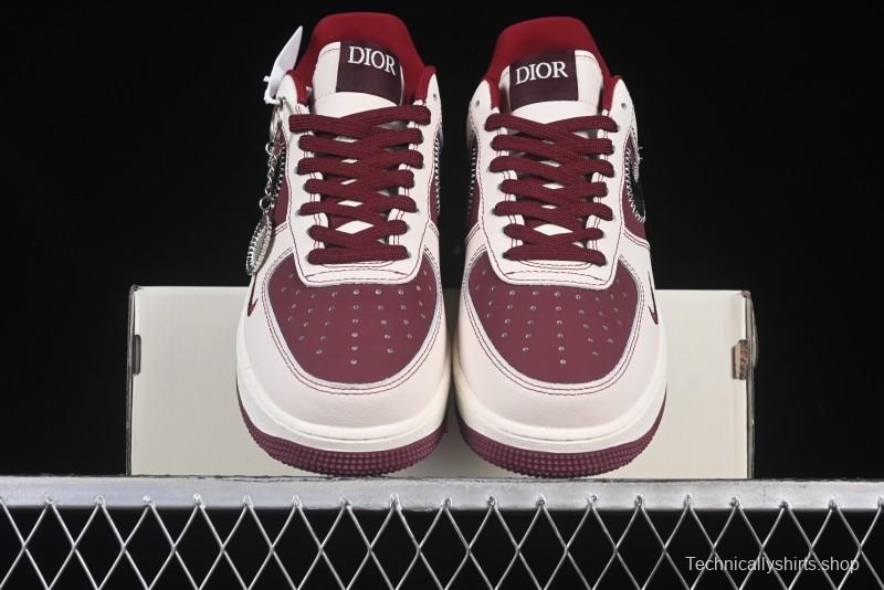 Nike Air Force 1 '07 Low Dior Collaboration Burgundy Low-Top Casual Sneakers - KK1988-046