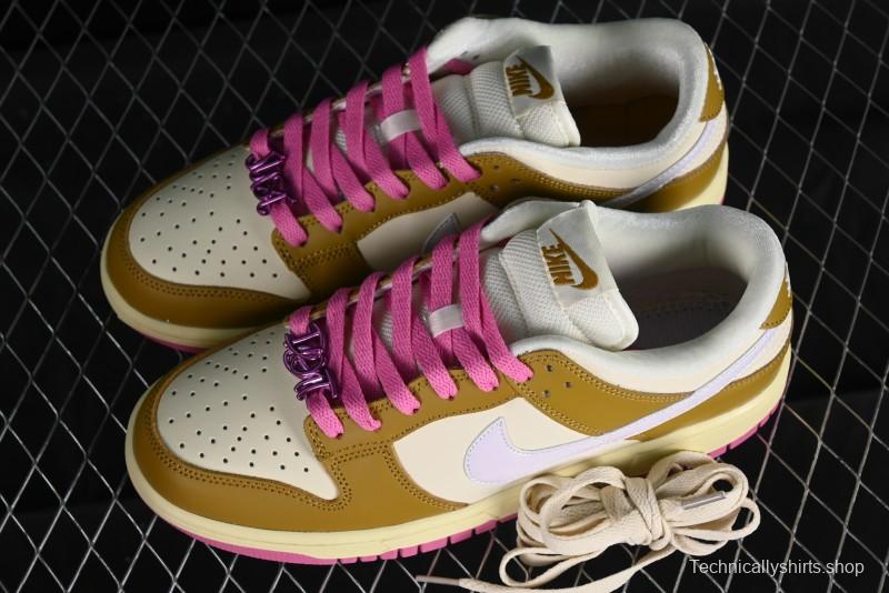 Nike Dunk Low "Just Do It" SB Low-Top Casual Skate Shoes in Coconut Milk and Pink - FD8683-700