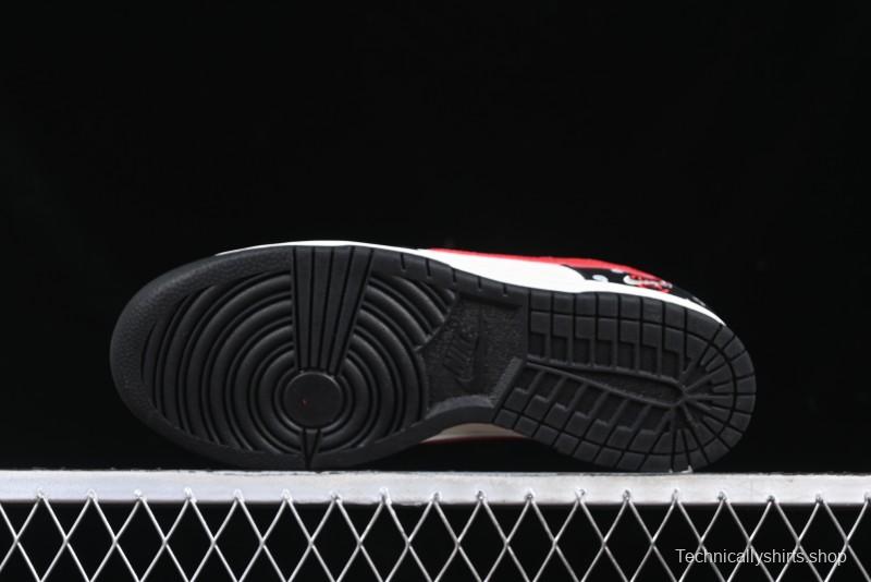 Nike SB Dunk Low Edison Chen Collaboration Graffiti Red Swoosh Anniversary Custom Low-Top Casual Skate Shoes - DJ2024-101