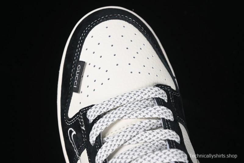 Nike SB Dunk Low Stussy x Gucci Triple Collaboration - Irregular Black Swoosh Anniversary Custom Low-Top Casual Sneakers - FC1688-196