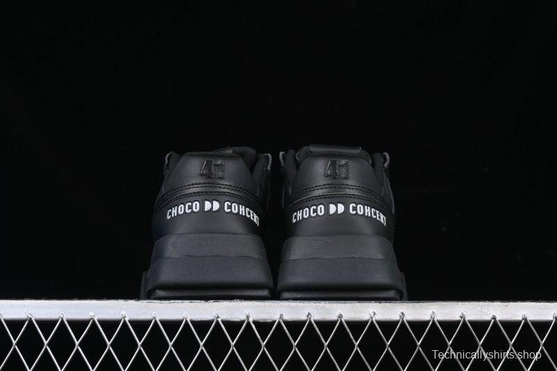 Choco Concert Leather Round Square Asymmetric Fashion Sneakers Black - AJE5