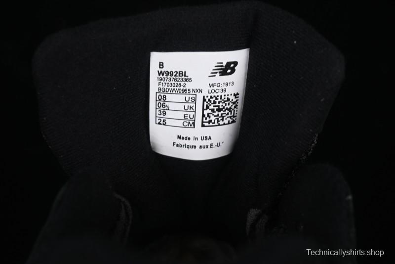 New Balance Made In USA 992 Classic Retro Running Shoes with Superior Cushioning - M992BL