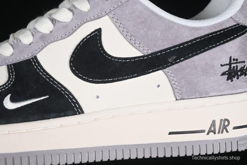 Nike Air Force 1 '07 Low Stussy Collaboration Black Grey Patchwork Low-Top Casual Sneakers - XZ6188-363