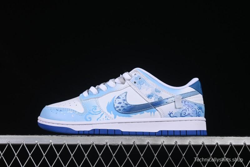 Nike Dunk Low Blue and White Porcelain Theme Casual Sneakers - DV0831-104