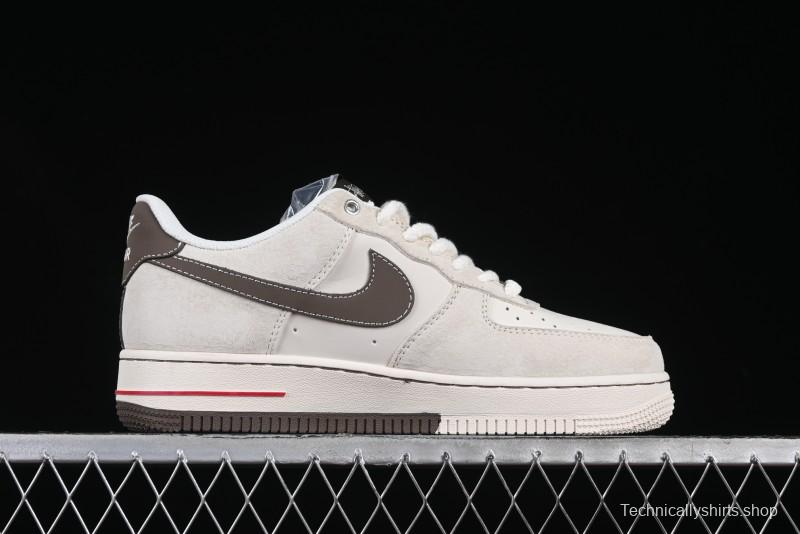 Nike Air Force 1 '07 Low Stussy Collaboration Dual-Tone Beige Brown Low-Top Casual Sneakers - SJ6698-025