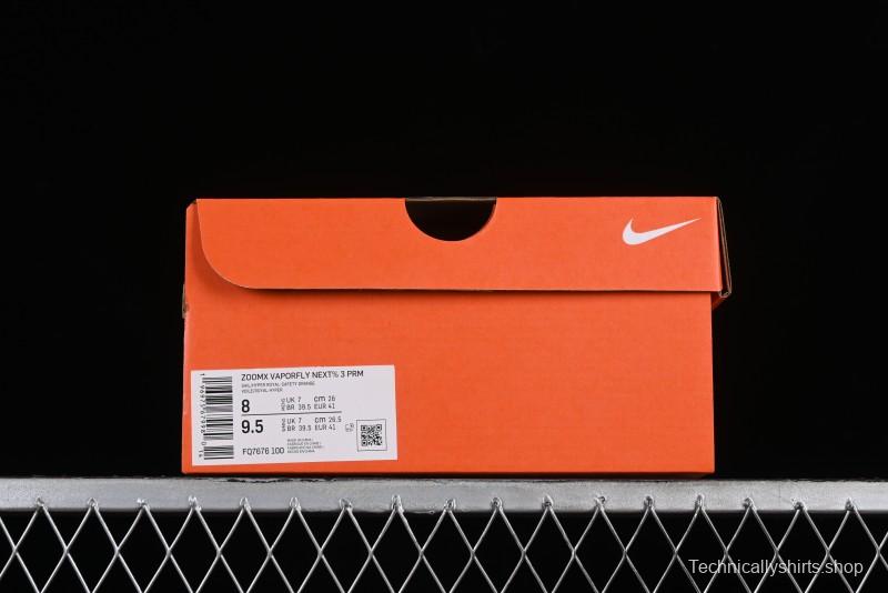 Nike ZoomX Vaporfly NEXT% 3 Marathon Series Lightweight Cushioned Running Shoes with Double-Layered ZoomX Foam - FQ7676-100