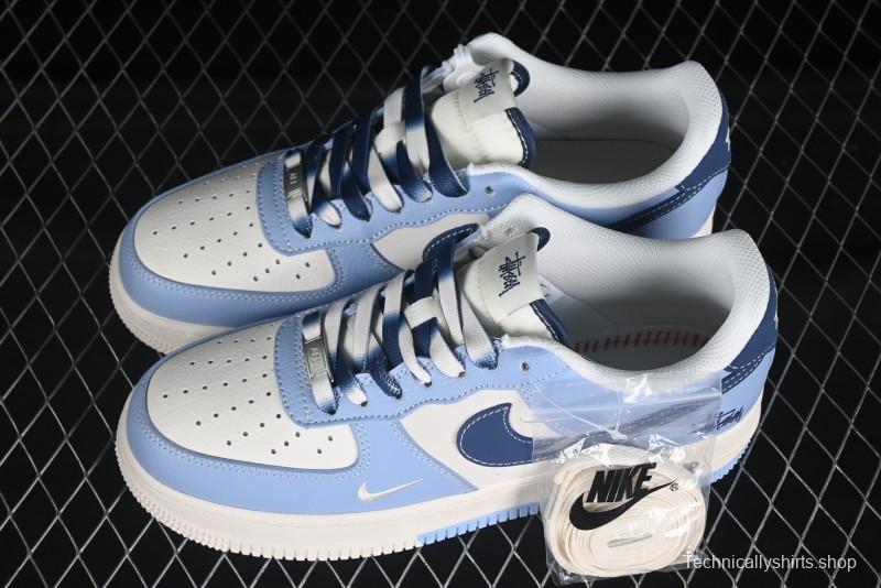 Nike Air Force 1 '07 Low Stussy Collaboration Dual-Tone Sky Blue Low-Top Casual Sneakers - XS1958-516