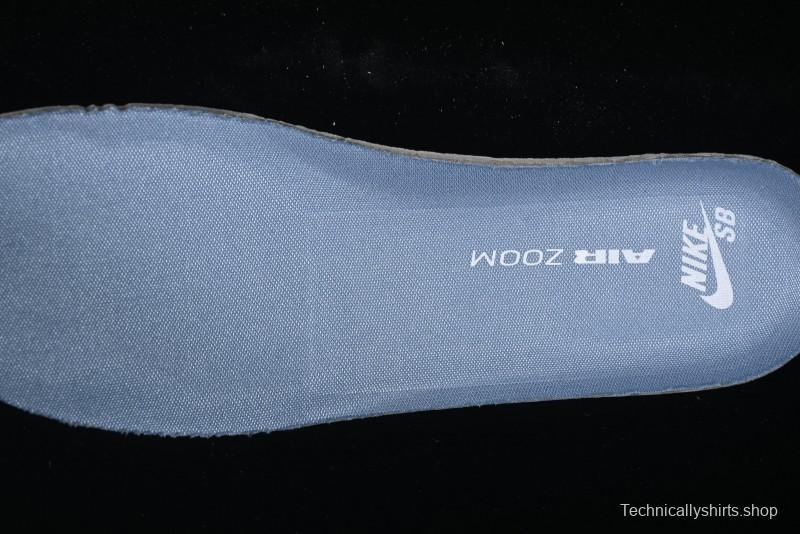 Nike SB Dunk Low Aluminum Skateboarding Shoes with Black Blue White Swoosh - HF3063-400