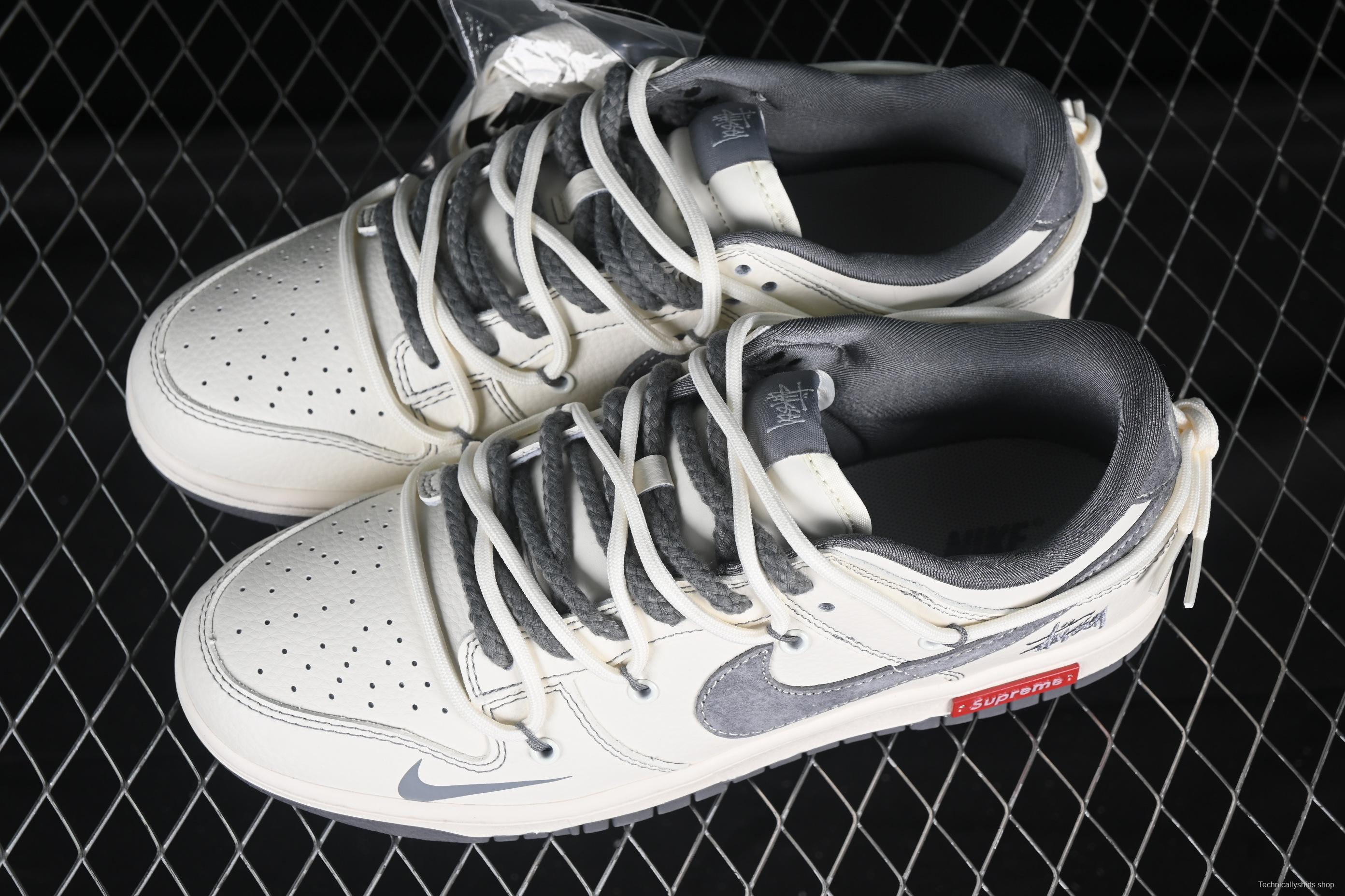 Nike SB Dunk Low Stussy x Supreme Triple Collaboration Anniversary Edition Custom Low-Top Skate Shoes - YX5066-276