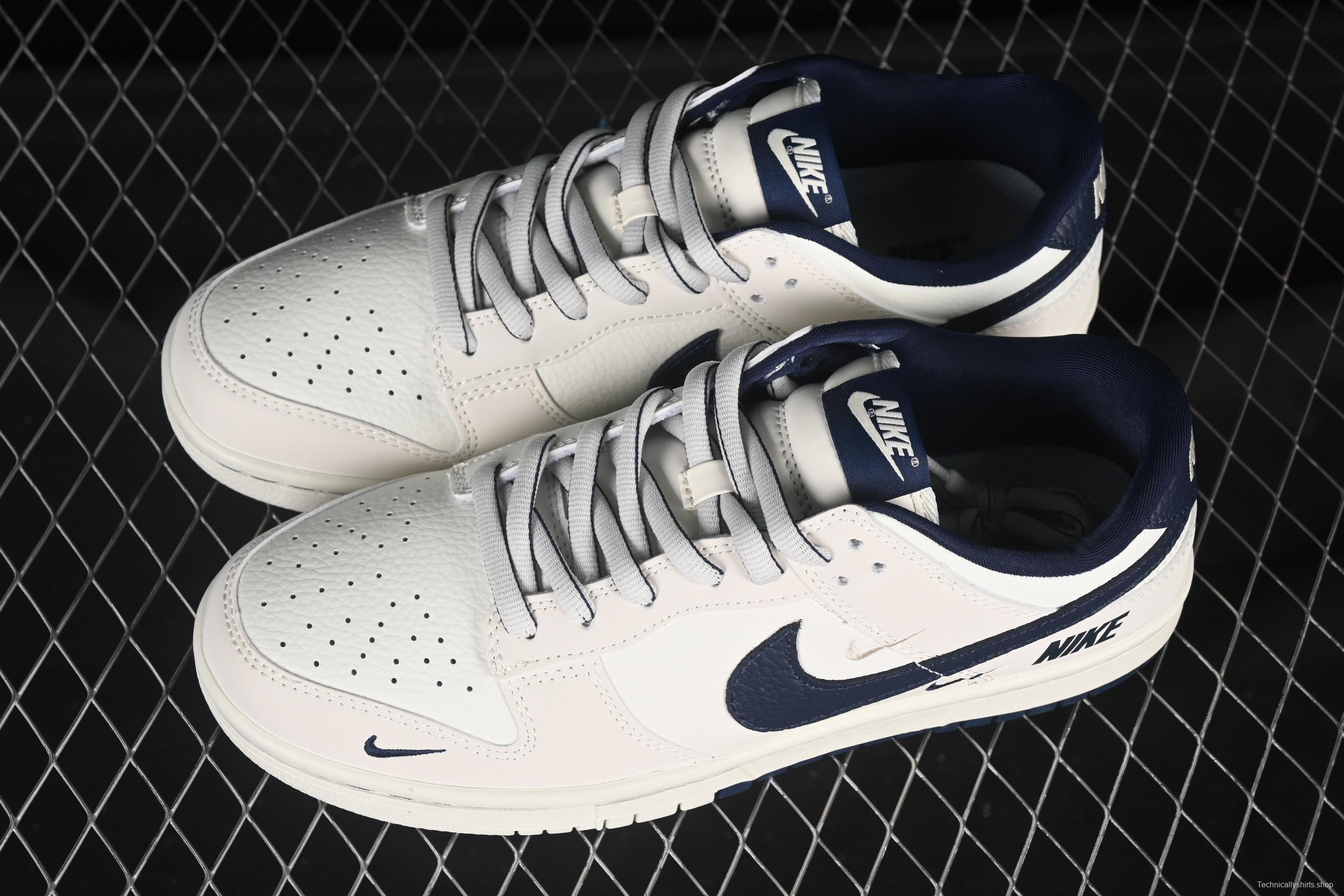 Nike SB Dunk Low Collaboration Triple Swoosh Cream Navy Anniversary Custom Low-Top Casual Skate Shoes - SC9207-402