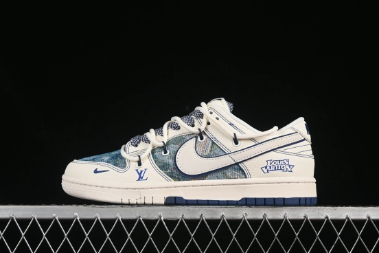 Nike SB Dunk Low LV Series Strap Oil Painting White Swoosh Anniversary Customized Low-Top Casual Skate Shoes - DM6868-077
