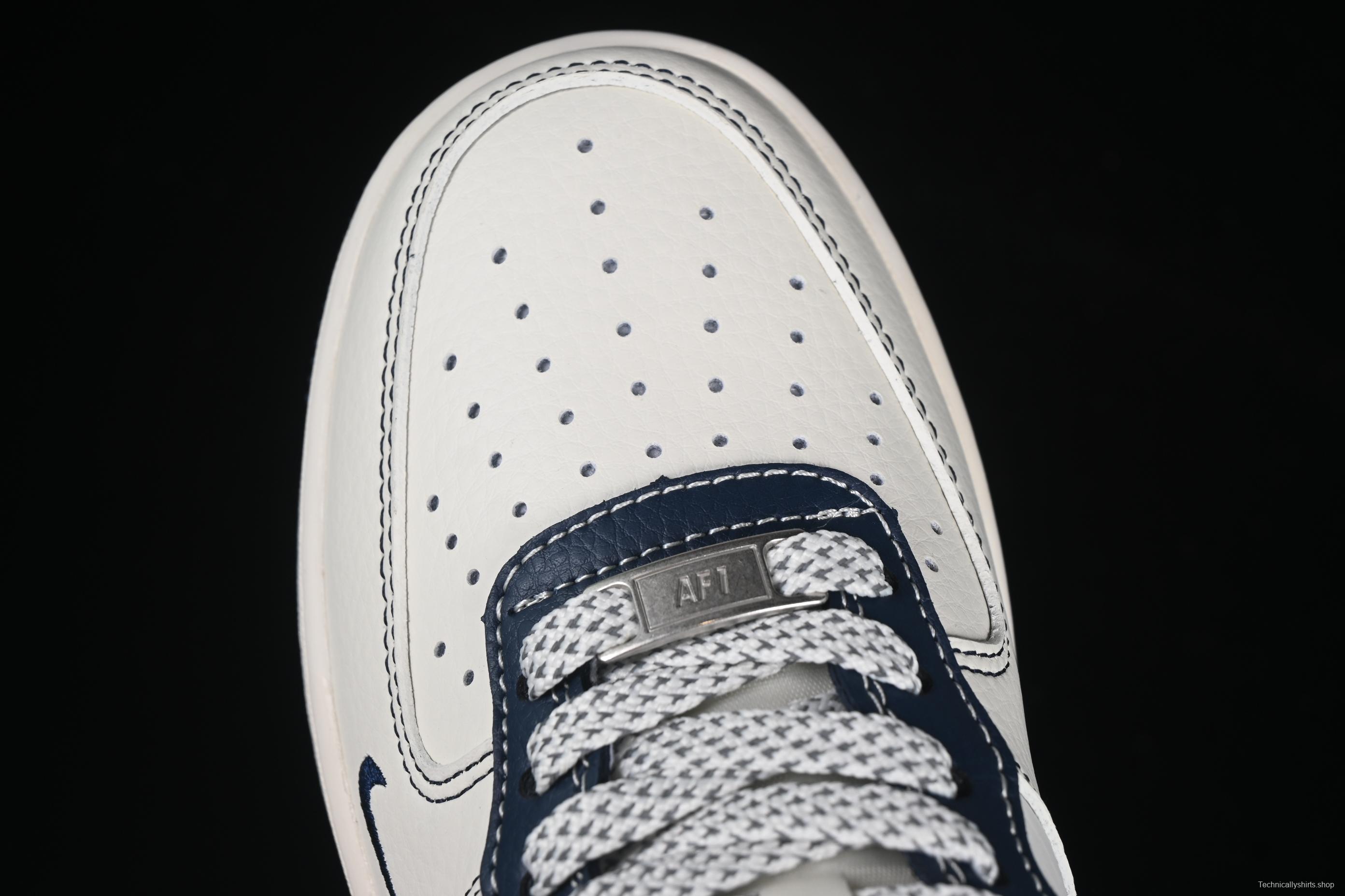 Nike Air Force 1 '07 Low Supreme Collaboration Dark Blue Swoosh Casual Sneakers - XS1958-524