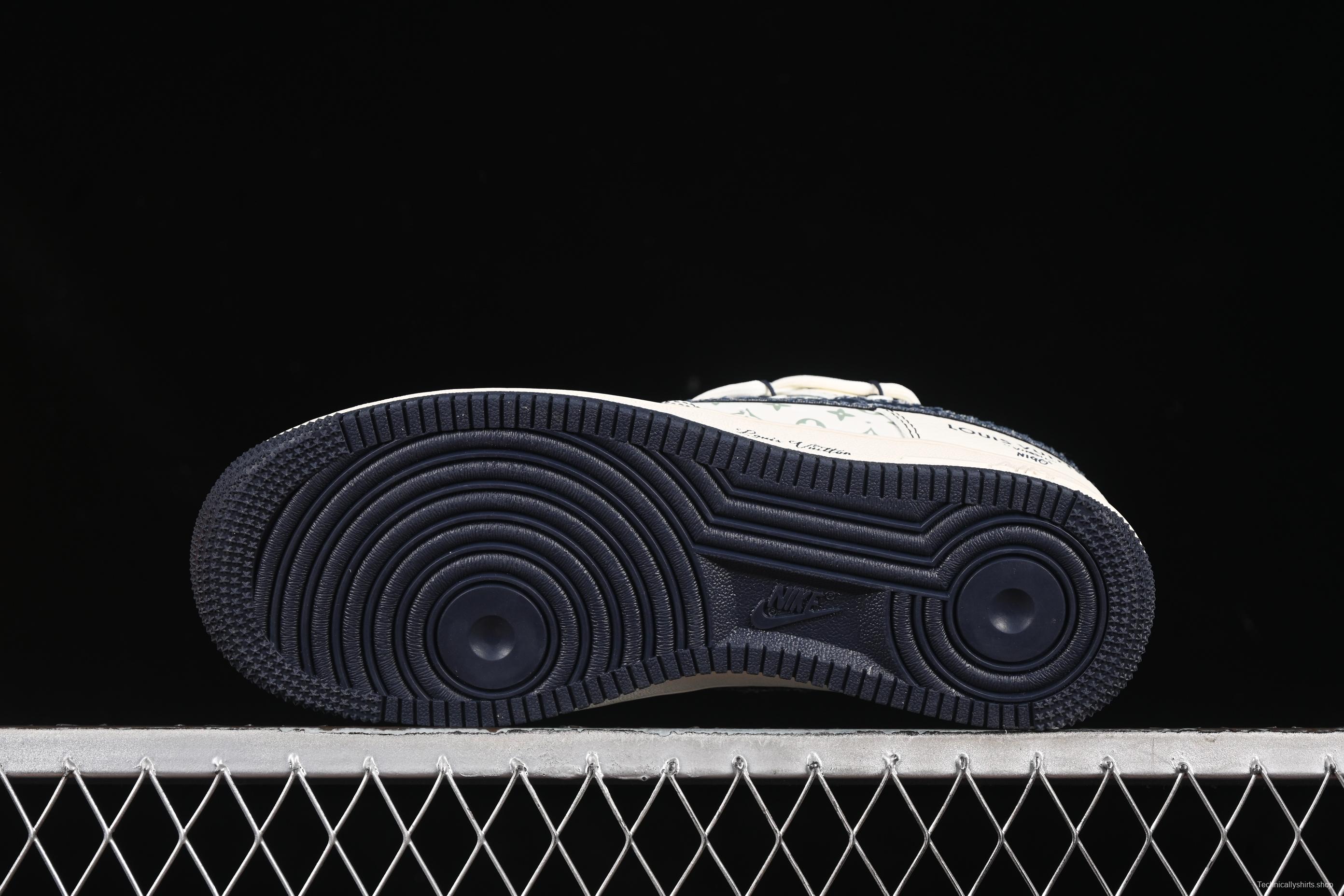 Nike Air Force 1 '07 Low LV Collaboration Black Denim Hook Drawstring Casual Sneakers - DM6868-060