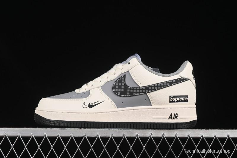 Nike Air Force 1 '07 Low Supreme Collaboration Beige Gray Building Blocks Casual Sneakers - XS1958-568