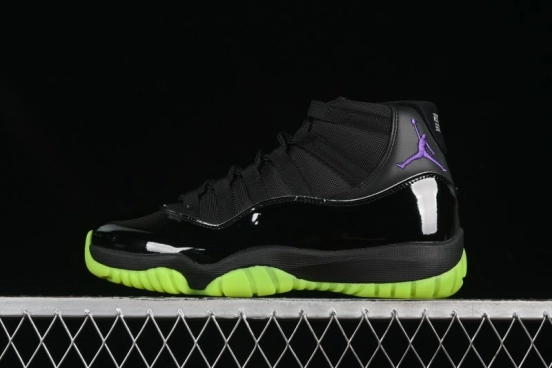 Nike Air Jordan 11 Retro CT8012-003 Basketball Shoes in Black & Guacamole Green