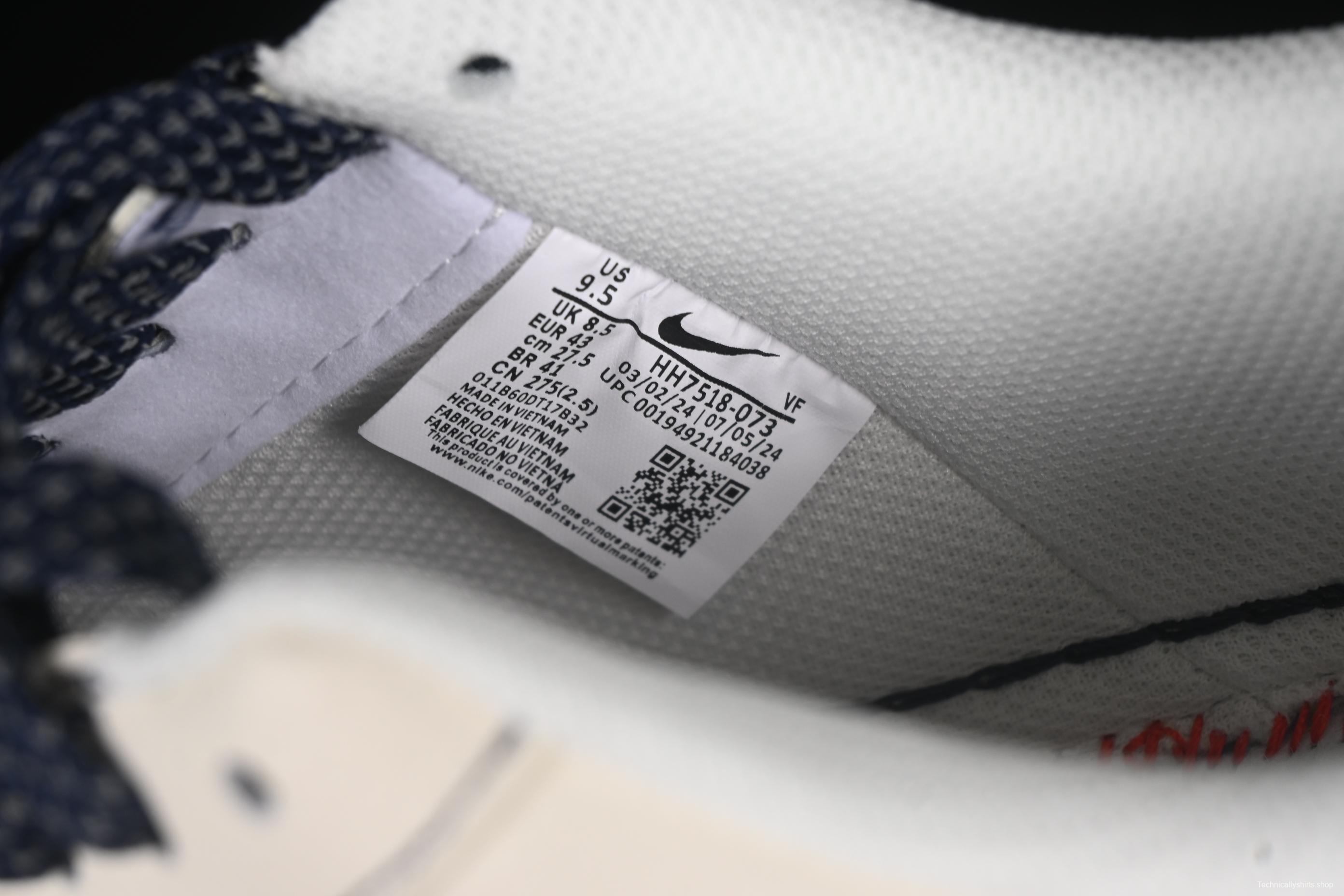 Nike Air Force 1'07 Low Collaboration Sneakers with Navy Blue Accents - HH7518-073