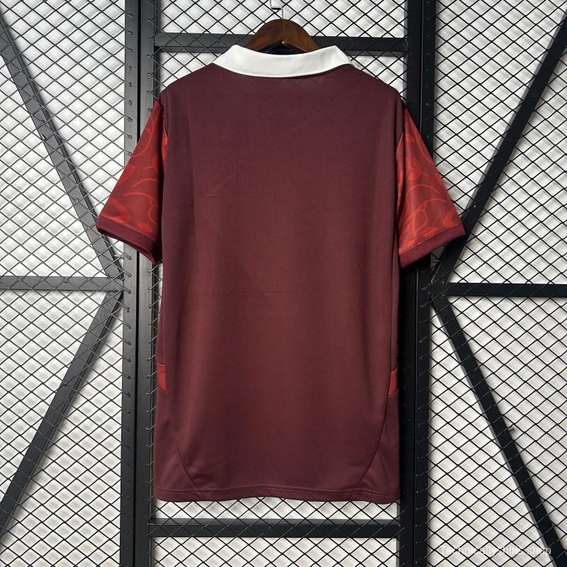 2025 Portugal National Team Burgundy with Floral Pattern Jersey