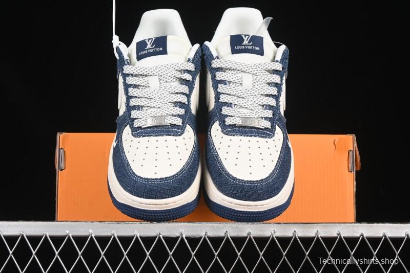 Nike Air Force 1'07 Low LV Collaboration Dark Blue Checkerboard Casual Sneakers - XS1958-551