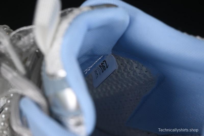 GG-CC Star Same Style Lace-Up Hollow Out Dad Shoes with 5cm Hidden Height Increase - G25X269 White Blue