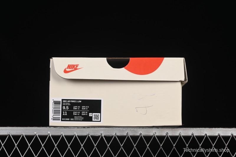Nike Air Force 1'07 Low Dior Collaboration Dark Green Floral Swoosh Casual Sneakers - KK1988-081
