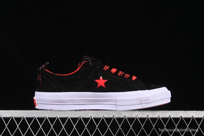 Converse One Star Low Top Casual Sneakers with Hello Kitty Collaboration - Pink Star and Embroidered Bow Design - 163904C