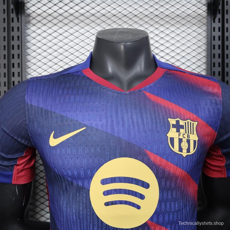 Player Version 25/26 FC Barcelona Blue with Red Diagonal Stripes Jersey