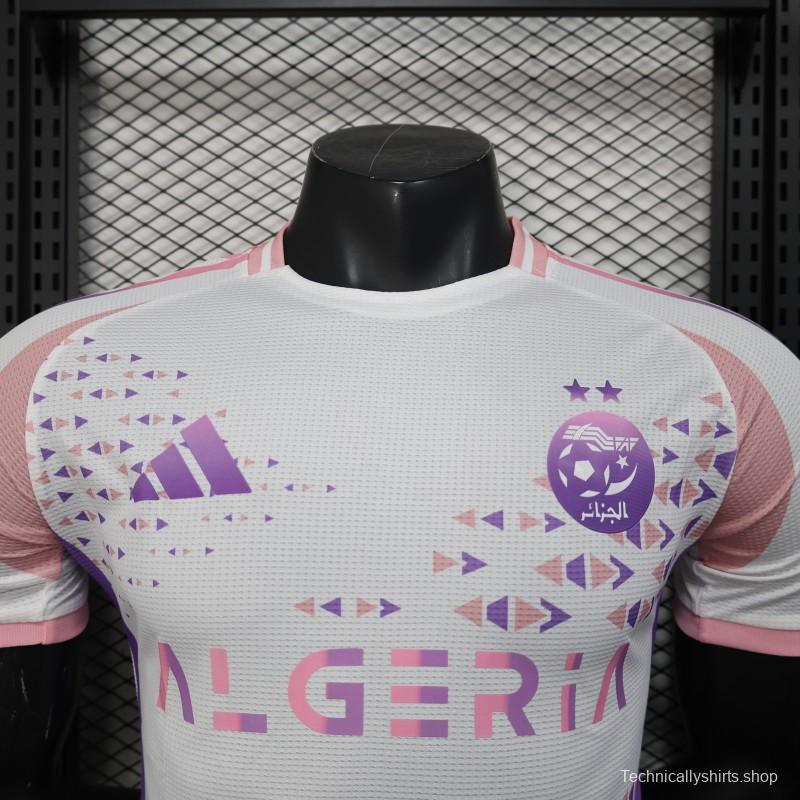 Player Version 2025 Algeria White-Pink with Geometric Pattern Jersey