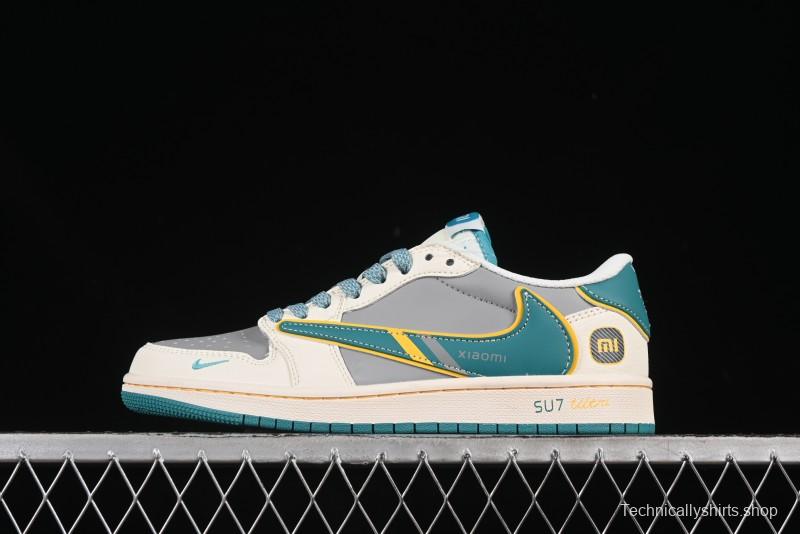 Nike Travis Scott x Fragment Design x Air Jordan 1 Low OG SP AJ1 Collaboration Sneakers in Gulf Blue - XX3168-163