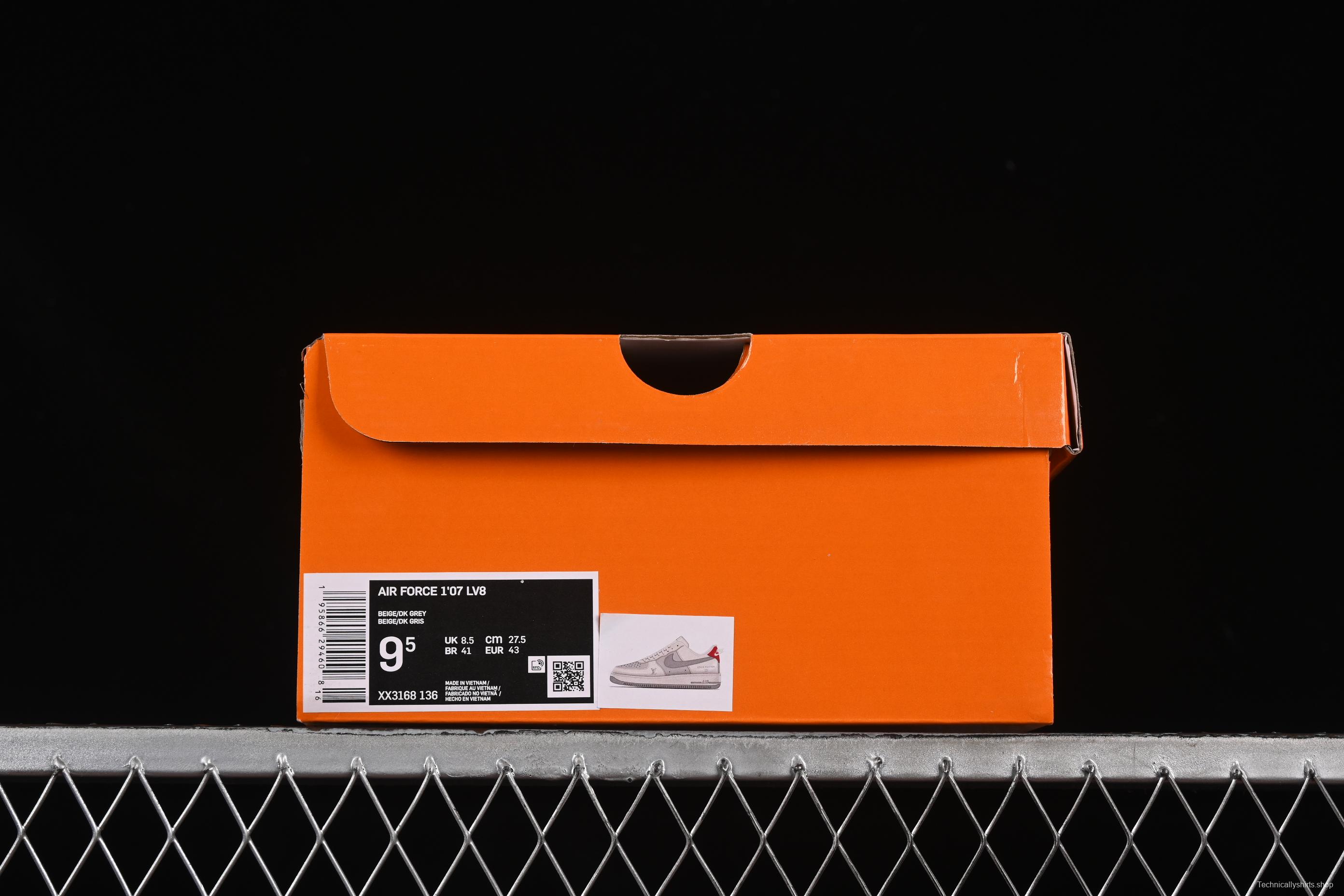 Nike Air Force 1'07 Low LV Collaboration Grey Denim Swoosh Casual Sneakers - XX3168-136