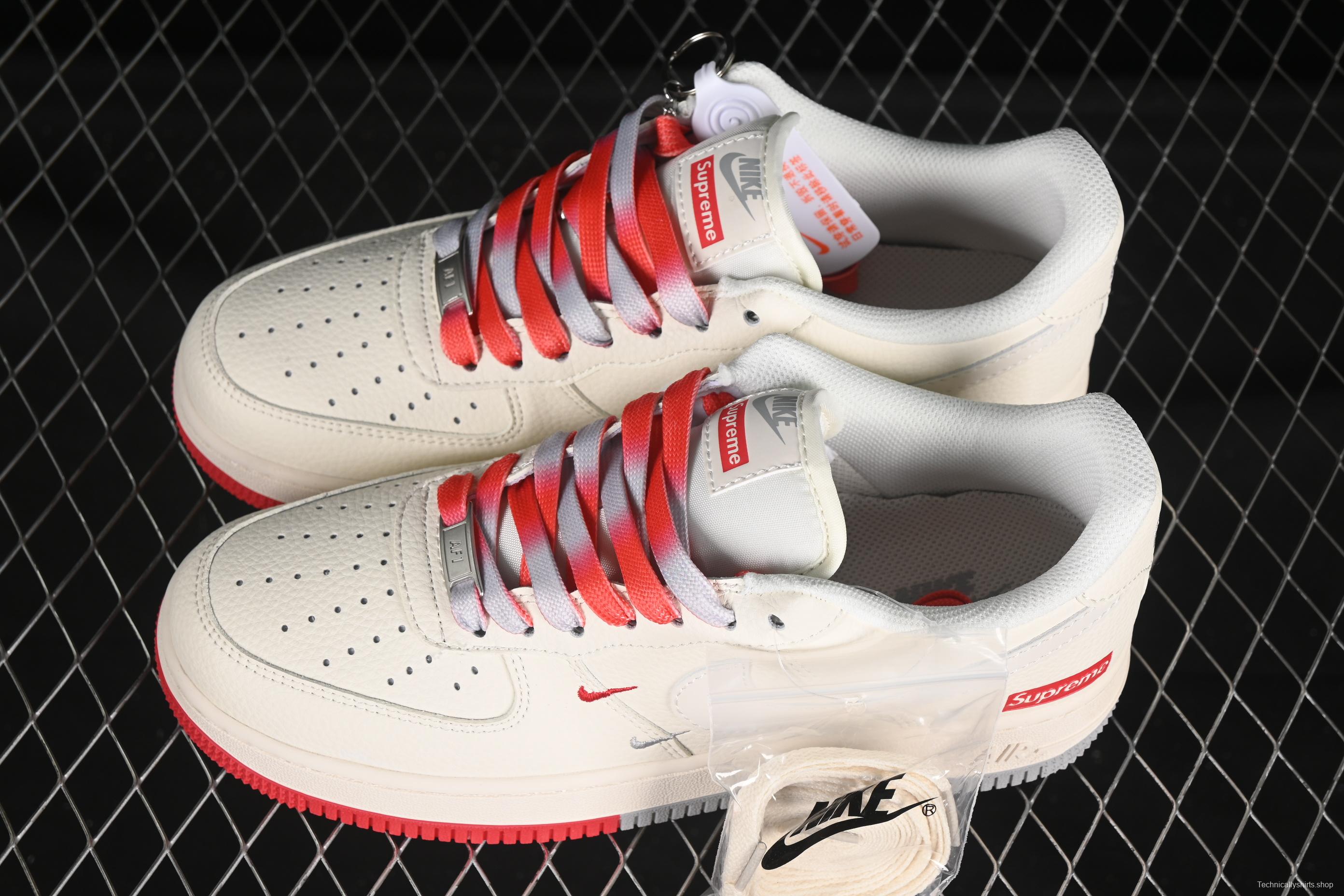 Nike Air Force 1 '07 Low Supreme Collaboration Two-Tone Red Grey Casual Sneakers - XX3168-157