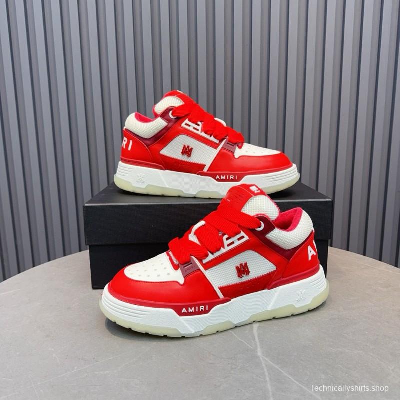 2024 Unisex Amiri埃米尔 Red White Leather Mesh Sneakers MJ00360