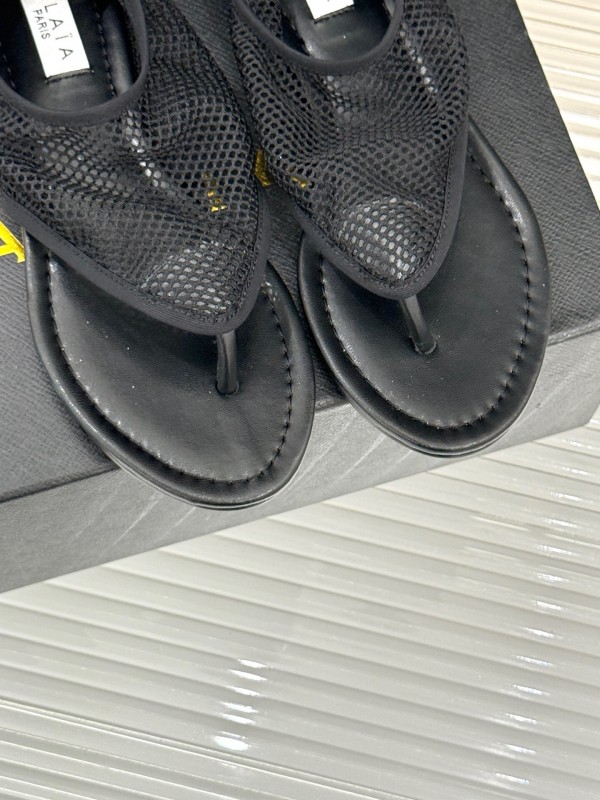 2025 Women YSL Black Mesh Sandals