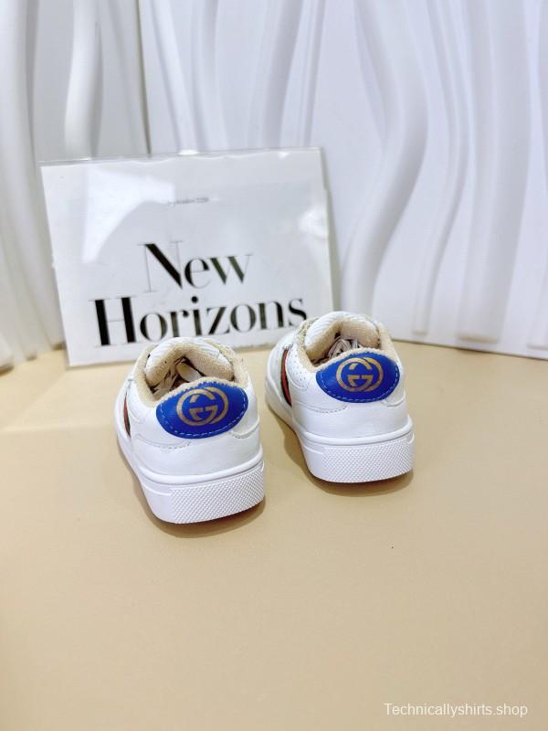 2024 Kids GUCCI White Green Red Leather Sneakers