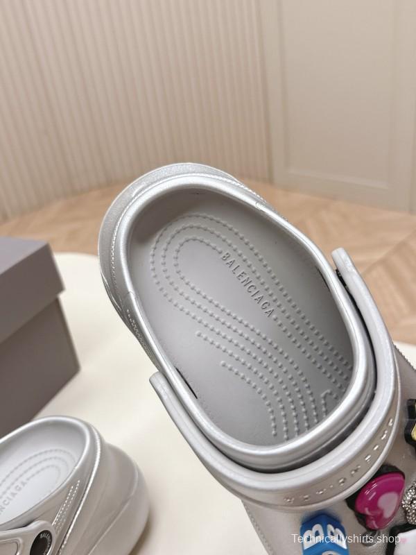 2025 Unisex Balenciaga Silver EVA Rubber Clog Embellished LY00330(F)/LY00340(M)