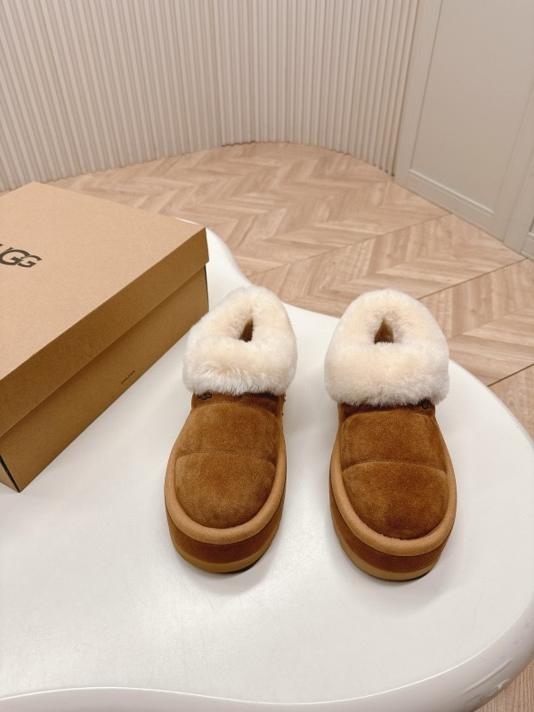 2024 UGG Chestnut Suede Sheepskin Slippers MJ00280