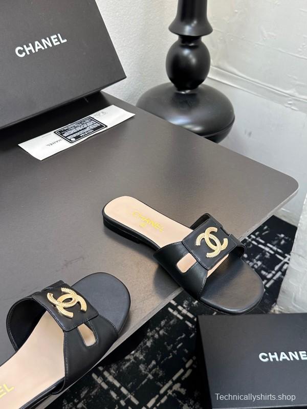 2025 Slippers Chanel Black Lambskin Slippers