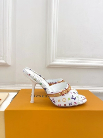 2025 Women Louis Vuitton Multicolor Leather High Heel Sandals MJ00290