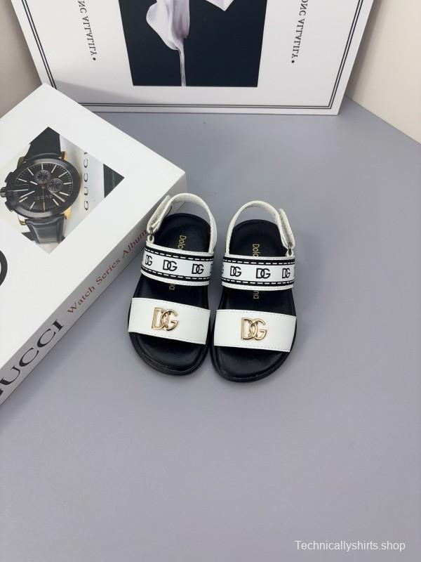 2025 Kids Dolce & Gabbana Black White Leather Sandals