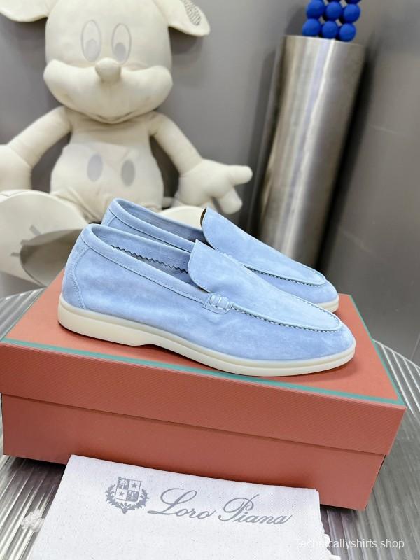 2025 Women LP Light Blue Suede Loafers LY00260