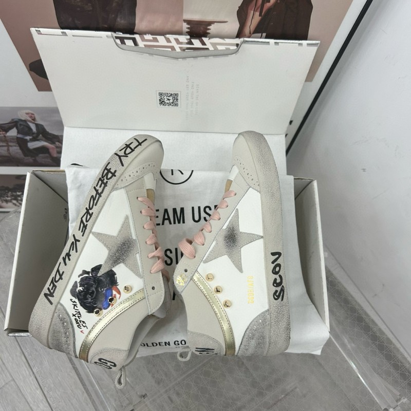 2024 Unisex GGDB White Pink Grey Suede Leather High Top Sneakers MJ00300